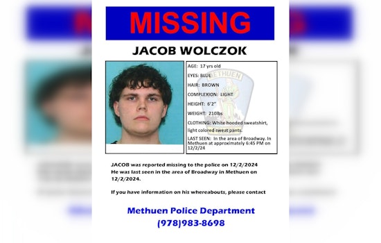 Methuen Police Seek Public's Aid to Find Missing Teen, Jacob Wolczok