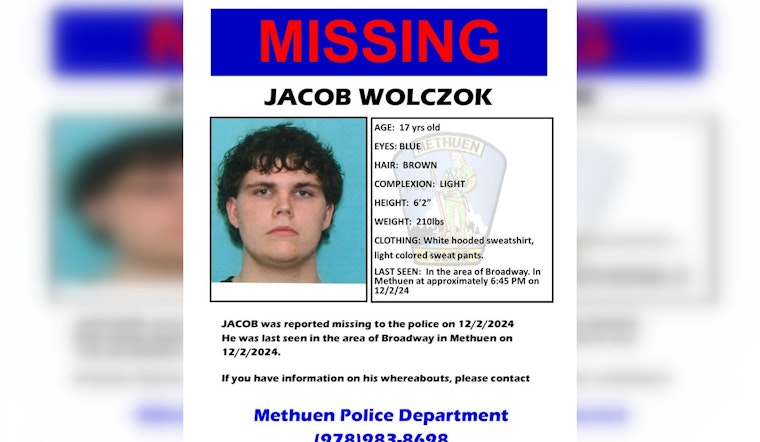 Methuen Police Seek Public's Aid to Find Missing Teen, Jacob Wolczok