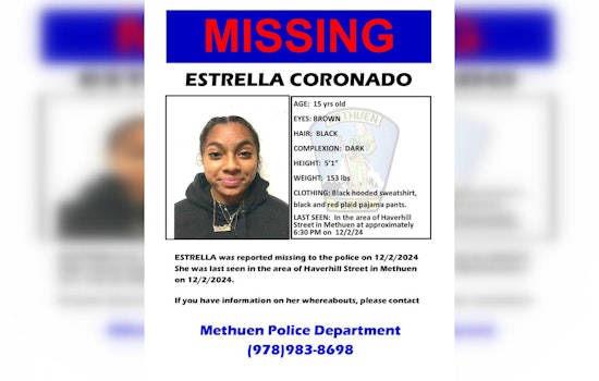 Methuen Police Seek Public's Help in Locating Missing 15-Year-Old Estrella Coronado