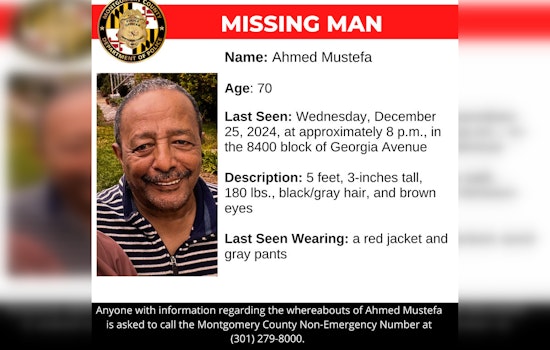 Montgomery County Police Seek Public's Help Finding Missing 70-Year-Old Ahmed Mustefa