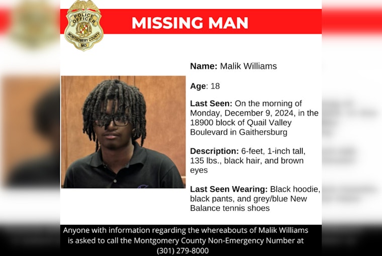 Montgomery County Police Seek Public's Help in Locating Missing Teen Malik Williams
