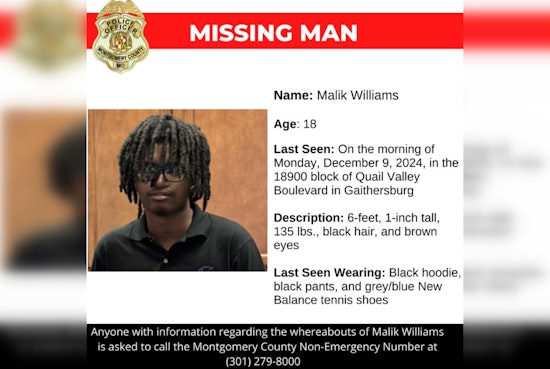 Montgomery County Police Seek Public's Help in Locating Missing Teen Malik Williams
