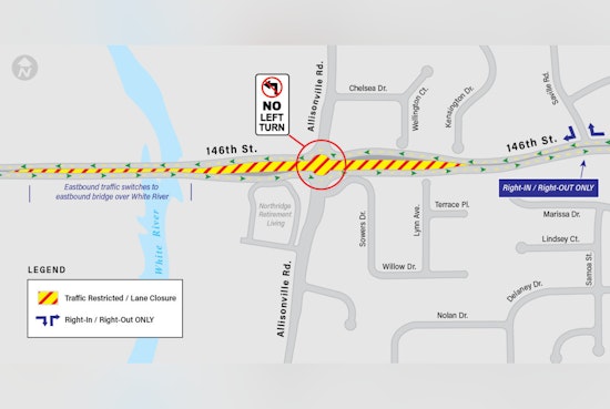 New Traffic Pattern on 146th Street Over White River as Eastbound Lanes Shift in Hamilton County