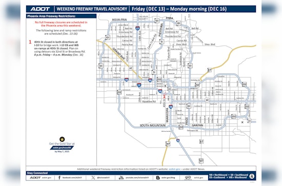 No Full Freeway Closures in Phoenix This Weekend; I-10 Lane Restrictions Near Sky Harbor in Place