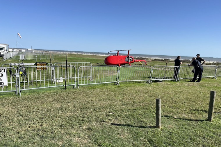 No Injuries Reported After Helicopter Tips Over Near Galveston Seawall During Takeoff
