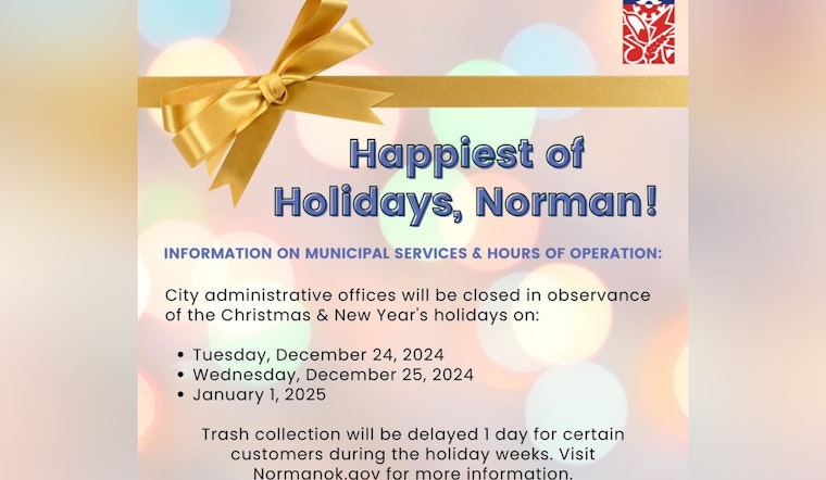 Norman Announces Holiday Schedule for City Offices and Waste Services During Christmas and New Year's