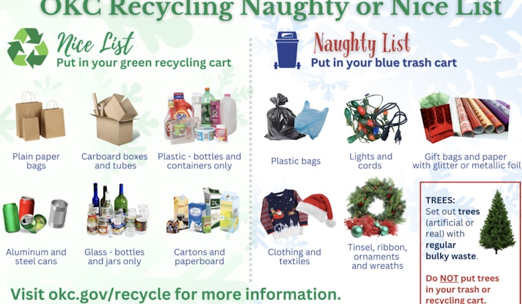 Oklahoma City Utilities Department Shares Holiday Recycling Tips on What’s Naughty and Nice for Your Green Bin