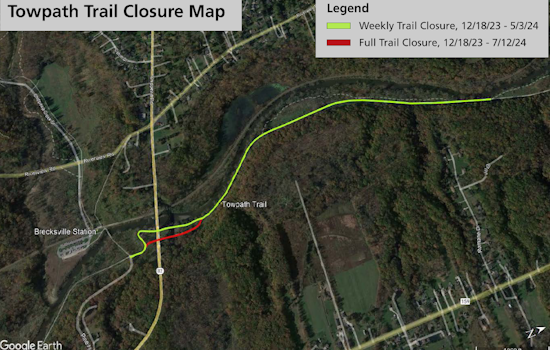 Part of Ohio & Erie Canal Towpath Trail Temporarily Closes for Riverbank Stabilization in Brecksville