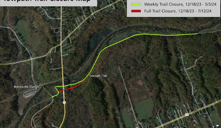 Part of Ohio & Erie Canal Towpath Trail Temporarily Closes for Riverbank Stabilization in Brecksville