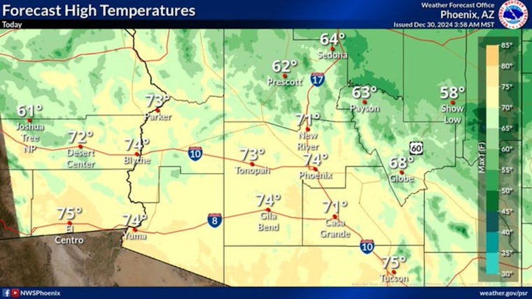 Phoenix Welcomes New Year with a Week of Sunny Skies and Mild Temperatures