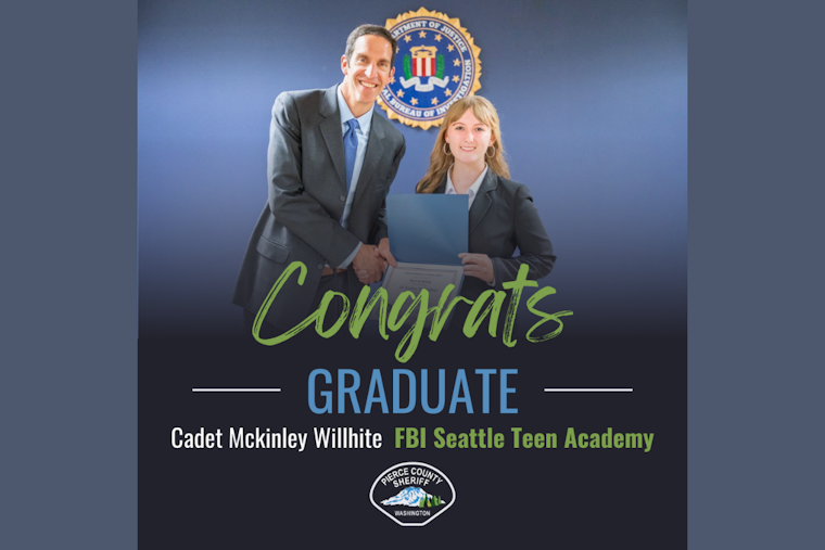 Pierce County Sheriff Cadet Mckinley Willhite Completes Prestigious Seattle Teen FBI Academy