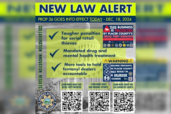 Placer County Implements Prop 36 to Enhance Penalties for Retail Theft and Target the Fentanyl Crisis with Mandated Treatment Programs
