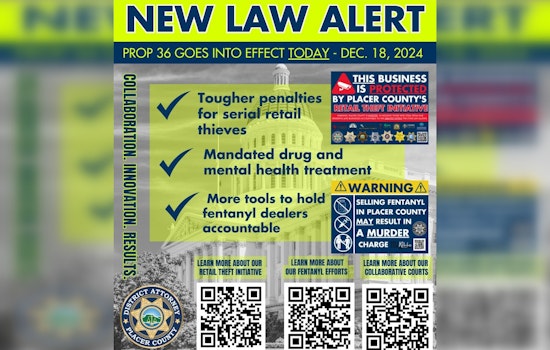 Placer County Implements Prop 36 to Enhance Penalties for Retail Theft and Target the Fentanyl Crisis with Mandated Treatment Programs