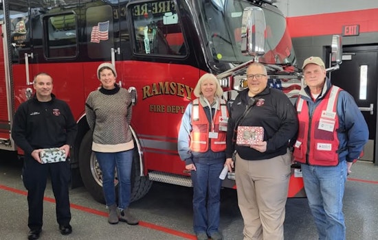 Red Cross Volunteers Deliver Sweet Support to Ramsey Fire Station 1 with Cookie Gesture