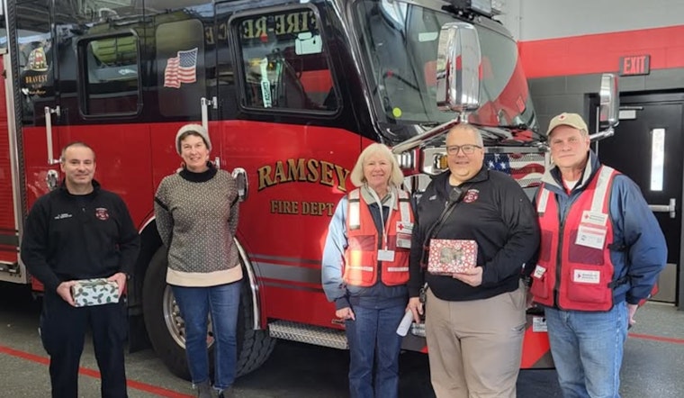 Red Cross Volunteers Deliver Sweet Support to Ramsey Fire Station 1 with Cookie Gesture