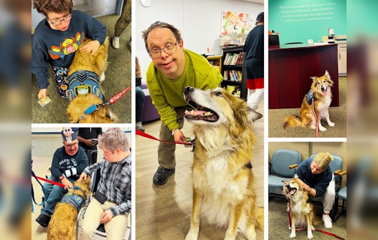 Saint Paul Police Department's Therapy Dog Sgt. Fuzz Brightens Lives at Non-Profit for Disabled Individuals