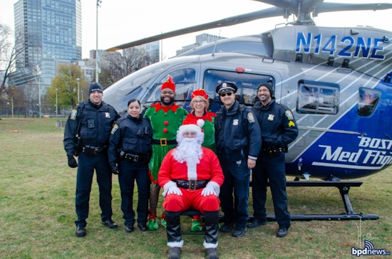 Santa Claus Ditches Sleigh for High-Tech Arrival with Boston MedFlight on Boston Common