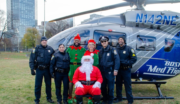 Santa Claus Ditches Sleigh for High-Tech Arrival with Boston MedFlight on Boston Common