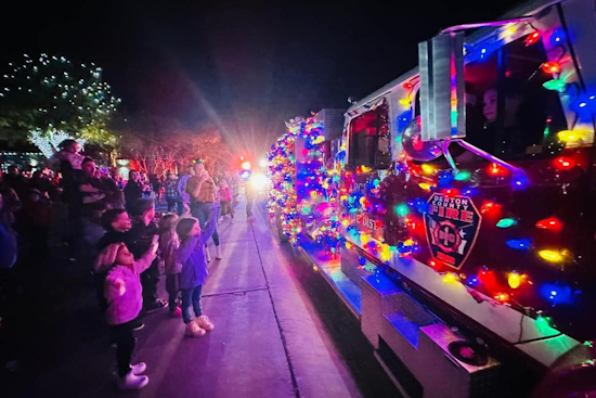 Santa Claus Rides Fire Truck to Spread Holiday Cheer in Northlake, Texas