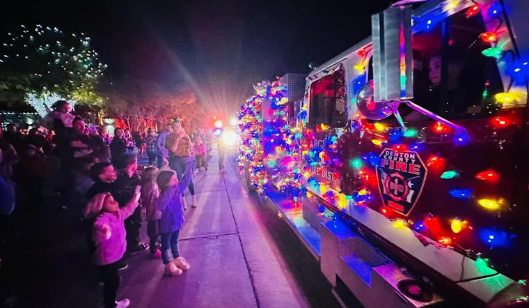 Santa Claus Rides Fire Truck to Spread Holiday Cheer in Northlake, Texas