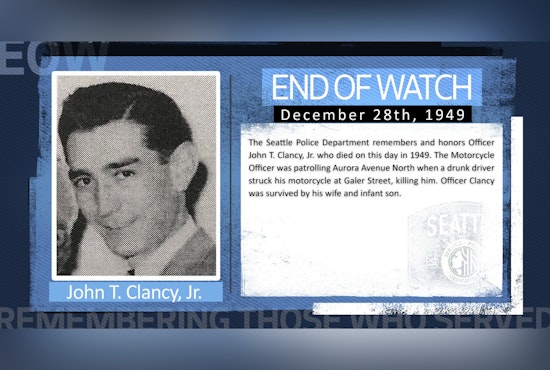 Seattle Police Department Honors Fallen Officer John T. Clancy, Jr. 75 Years After Tragic Drunk Driving Incident
