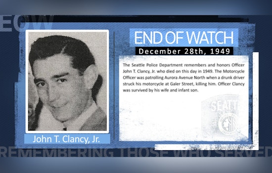 Seattle Police Department Honors Fallen Officer John T. Clancy, Jr. 75 Years After Tragic Drunk Driving Incident