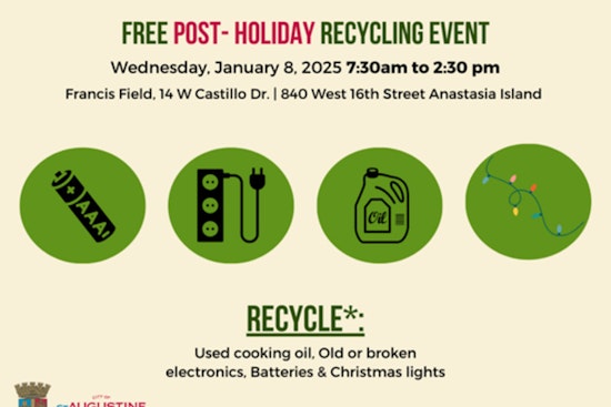 St. Augustine Sets Community Recycle Event for January 8 Christmas Tree Curbside Pick-Up Also Announced