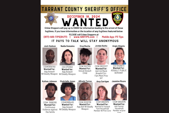 Tarrant County Sheriff Seeks Public's Help to Locate Violent Offenders, Rewards Offered for Information