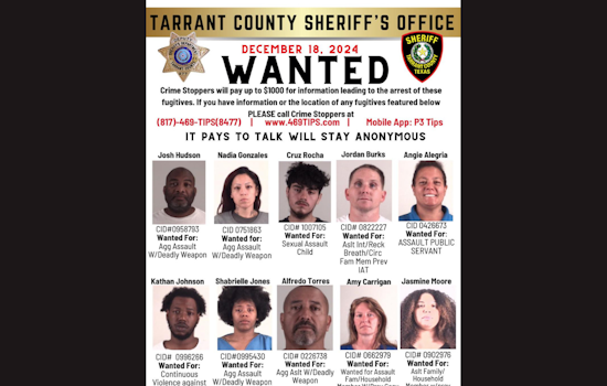 Tarrant County Sheriff Seeks Public's Help to Locate Violent Offenders, Rewards Offered for Information