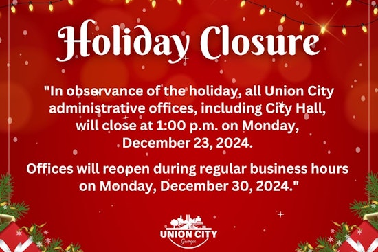 Union City Announces Administrative Office Closures for the Holidays and Provides Payment Alternatives for Residents