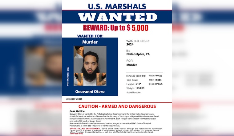 U.S. Marshals Offer $5,000 for Info on Suspect Accused of Murdering Woman in Philadelphia