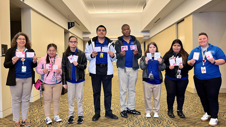 Arlington Students with Special Needs Craft Valentine's Cards for Veterans in Community Connection Effort