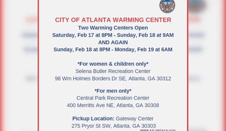 Atlanta Opens Gender-Specific Warming Centers to Combat Cold, Offers Transport Aid