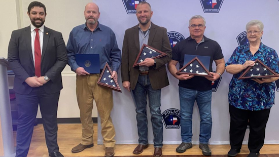 Bedford Police Celebrate Quartet of Retirements With Over 100 Years of Service to Texas Community