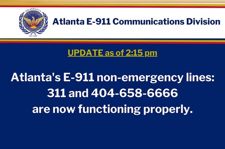 Cellular Service Disruption in Atlanta Affects E-911 Non-Emergency Lines, Police Offer Text and Web Alternatives