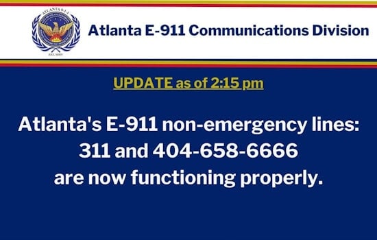 Cellular Service Disruption in Atlanta Affects E-911 Non-Emergency Lines, Police Offer Text and Web Alternatives