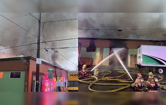 Commercial Blaze Engulfs Portland Warehouse, Prompting Swift Response from Firefighters