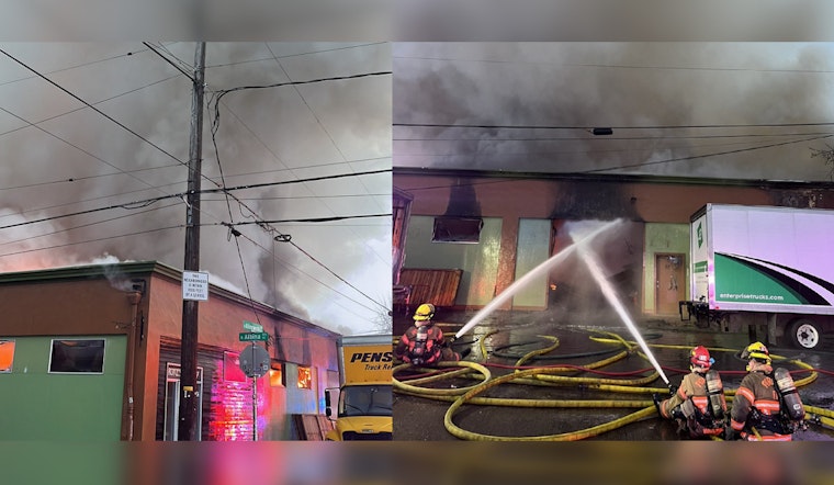 Commercial Blaze Engulfs Portland Warehouse, Prompting Swift Response from Firefighters