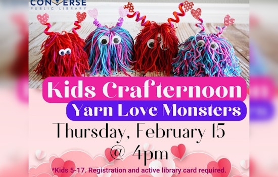 Converse Public Library Hosts "Crafternoon" for Kids to Create Unique Yarn Monsters