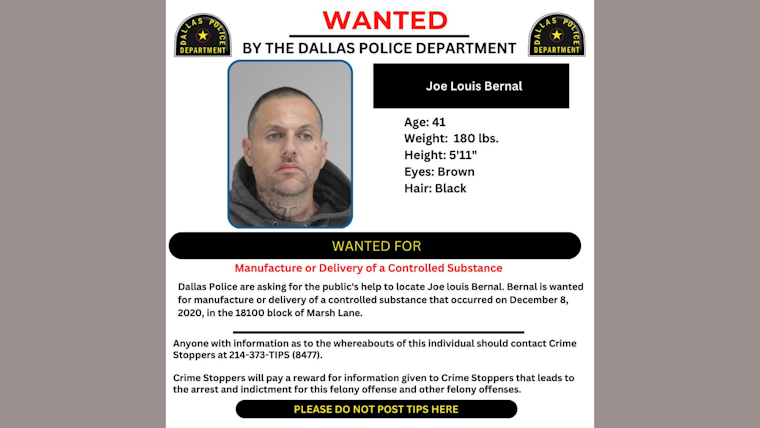 Dallas Police Seek Public's Assistance in Locating Suspect Jose Louis Bernal in #WantedWednesday Campaign