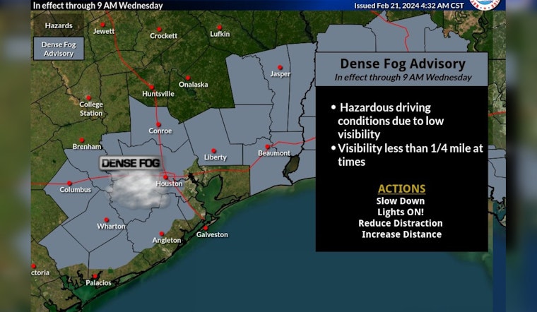 Dense Fog Advisory in Houston Lifts, Anticipates Sunny Skies and Breezy Conditions Ahead