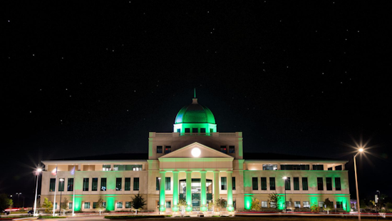 Denton County Honors Veterans with Operation Greenlight, Emerald Tributes Illuminate Landmarks