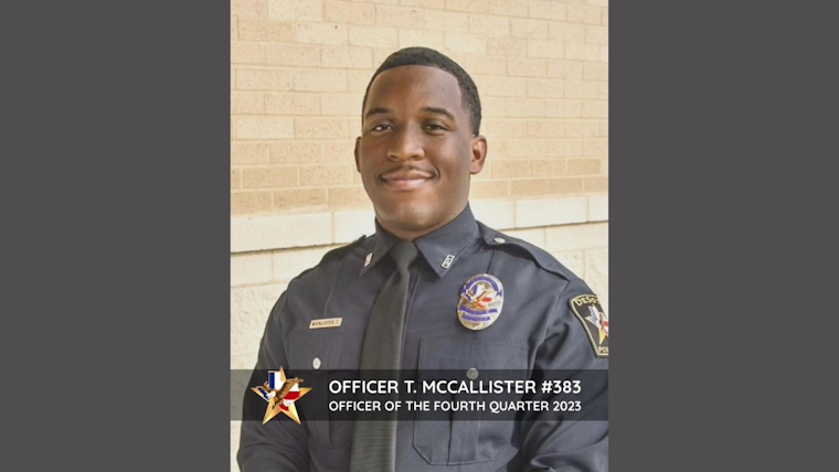 DeSoto Police Department Honors Officer T. McCallister with Officer of the Fourth Quarter Award