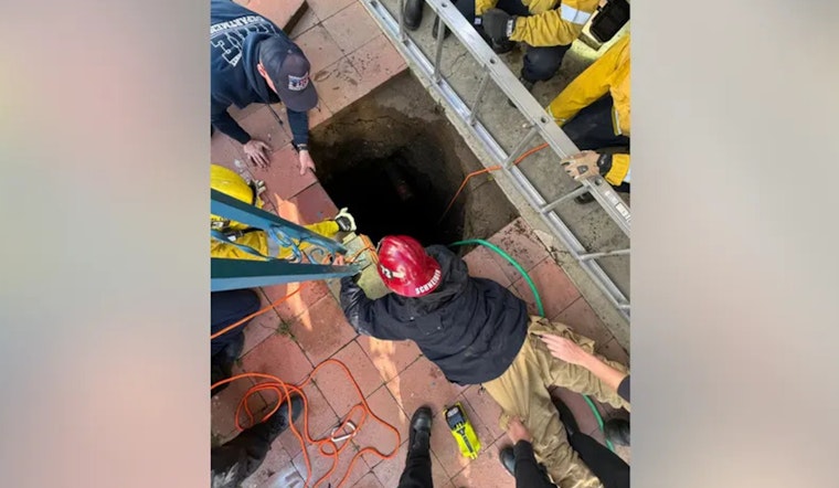 Fontana Mother Rescued from 25-Foot-Deep Sinkhole by San Bernardino County Firefighters