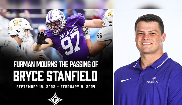 Furman University Football Player Bryce Stanfield Remembered After Sudden Passing in Greenville