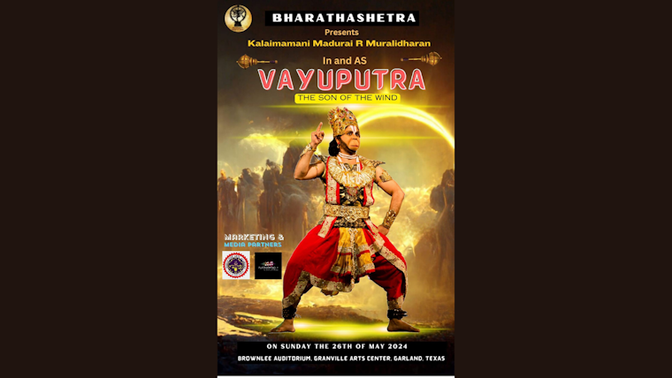 Garland's Granville Arts Center to Host Indian Dance Spectacle "VAYUPUTRA" by Choreographer Muralidharan