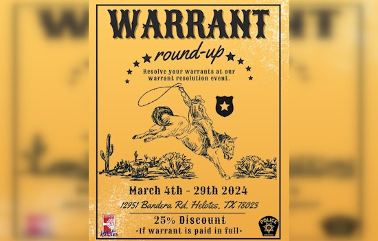 Helotes Police Host Warrant Round-Up Event, Offering 25% Discount to Settle Legal Debts