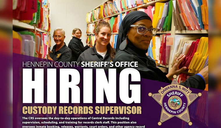 Hennepin County Sheriff's Office Seeks Custody Records Supervisor for Downtown Minneapolis Duties