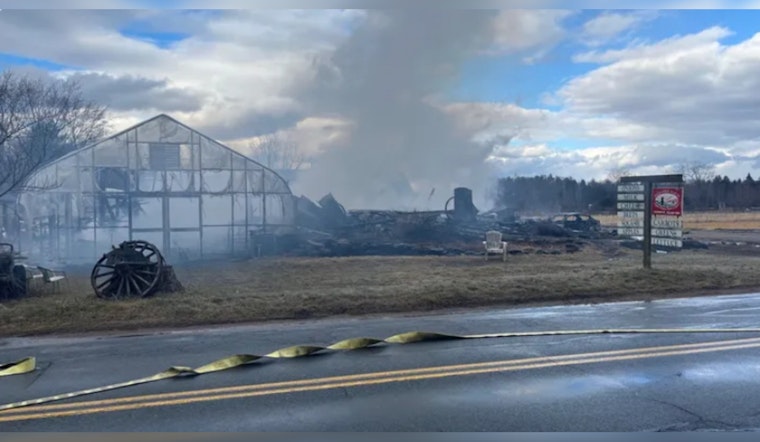 Historic Red Fire Farm in Granby Engulfed by Devastating Blaze, Community Rallies with Firefighters