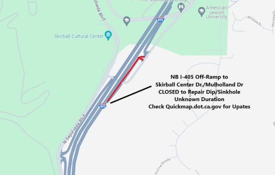 LA Commuters Face Indefinite 405 Freeway Off-Ramp Closure at Skirball Center Due to Sinkhole